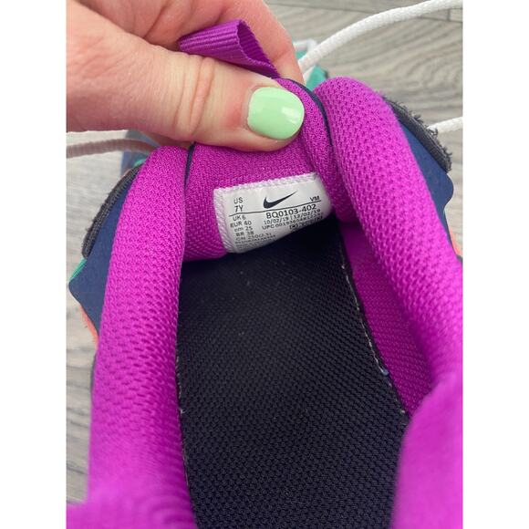 Nike Air Max 270 React GS Youth 7 Running Shoes Purple Blue White Sneakers Retro - Picture 4 of 5